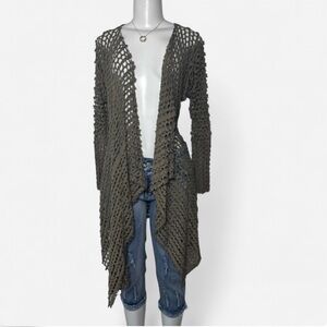 Linea Domani Open-Knit olive Cardigan Sweater fairy grunge boho goblin core M